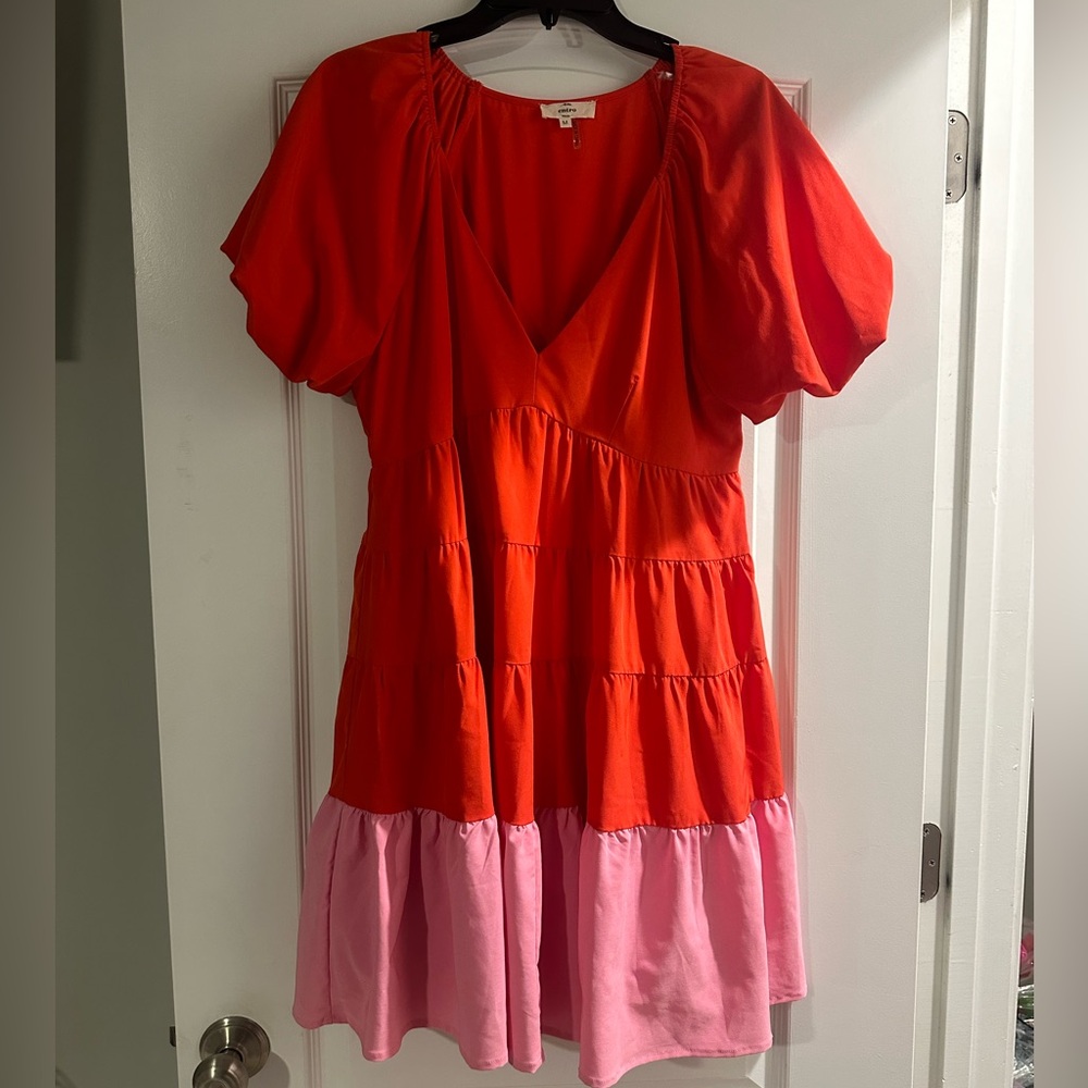 Entro Bold Red and Pink Block Dress